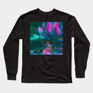 MY CITY Neon Glitch Cyberpunk Noir Art Long Sleeve T-Shirt